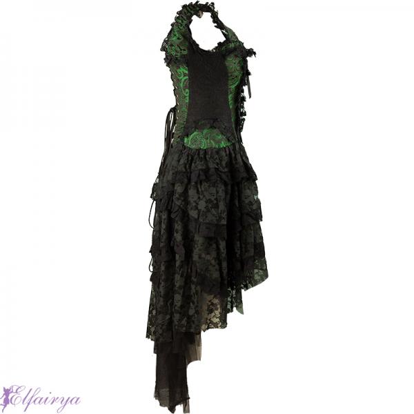 Korsettkleid--Ophelia--mit-schwarzer-Spitze-und-Spitzenrueschen
